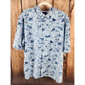 Guy Harvey XXL Blue Marlin Fishing Vented Lightweight Hawaiian Style SS Shirt